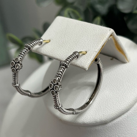 Judith Ripka Diamond Hoop earrings - Picture 6 of 14